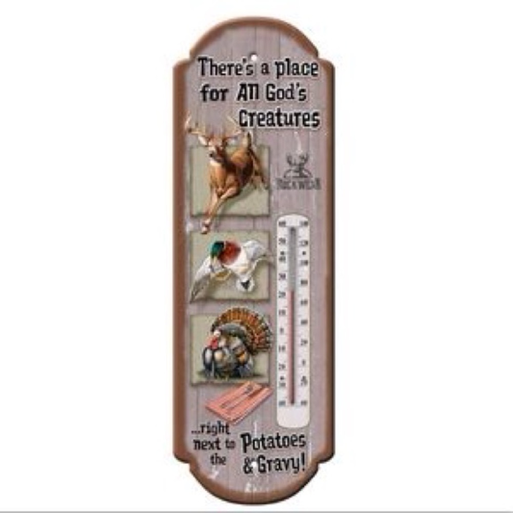 🆕🏬 AUCTION PRICE GOD'S CREATURES TIN THERMOMETER👩🏻‍⚖️